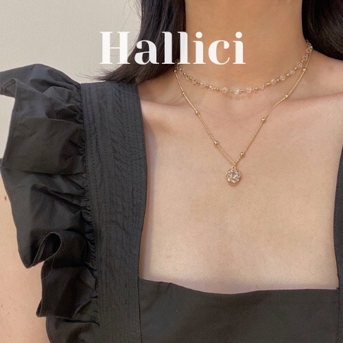 Vòng cổ nữ (set) dây hạt giả pha lê kiểu dáng thời trang Hàn Quốc HOT TREND . Hallici VC010