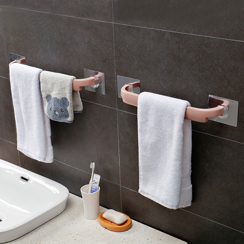 Self-adhesive Towel Holder Rack / Wall Mounted Towel Hanger / Bathroom Towel Bar Shelf Roll Holder /  Rags Hanging Shelf Organizer
