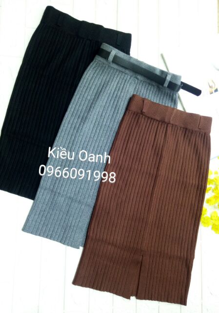 Chân váy len đũa dáng dài xẻ sau kèm đai | BigBuy360 - bigbuy360.vn