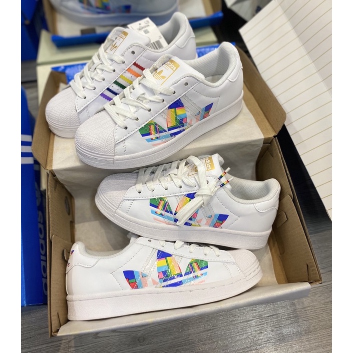 | CÓ SẴN - ẢNH THẬT | Giày thể thap adidas superstar sò cầu vồng bảy màu bản đẹp 2022 full box - bill giấy gói tặng tất