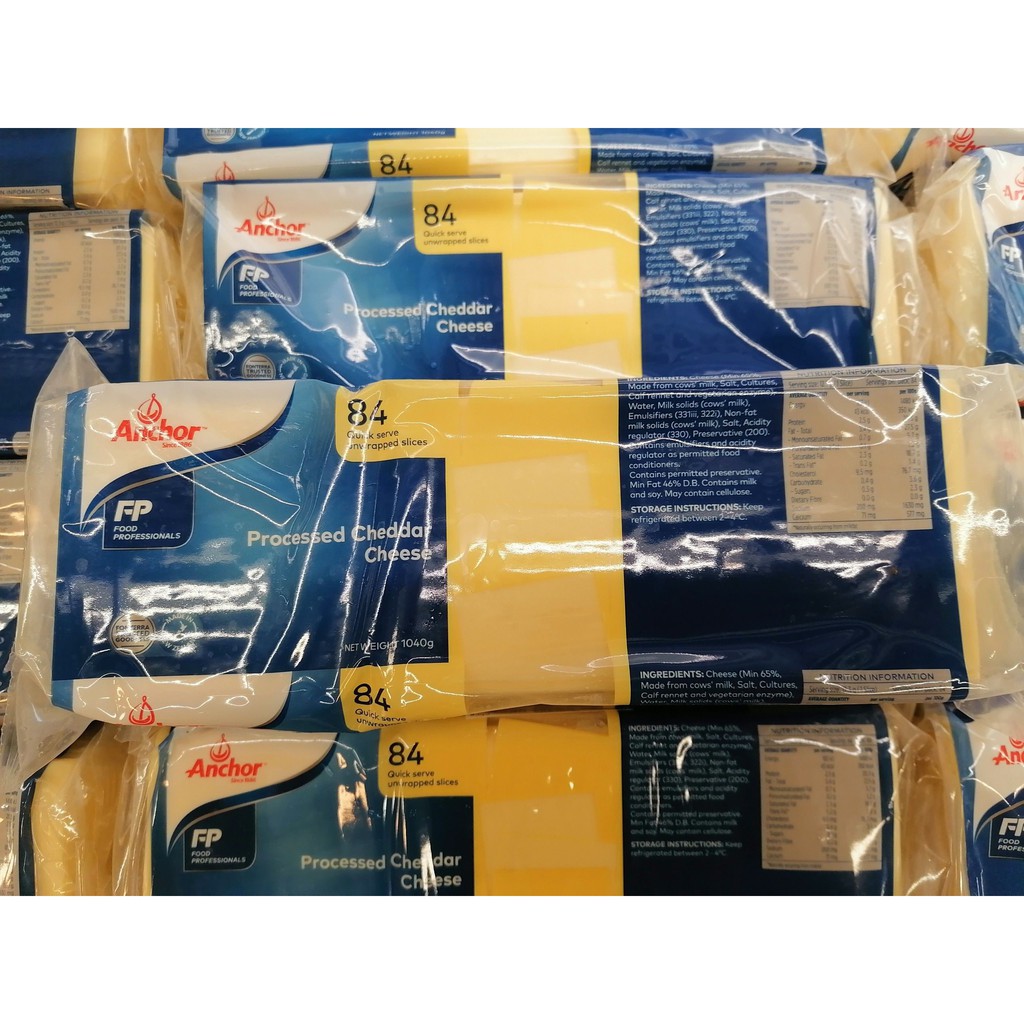 [84 lát] Phô mai [New Zealand] ANCHOR Cheddar Cheese 1040g (halal) (nw0)