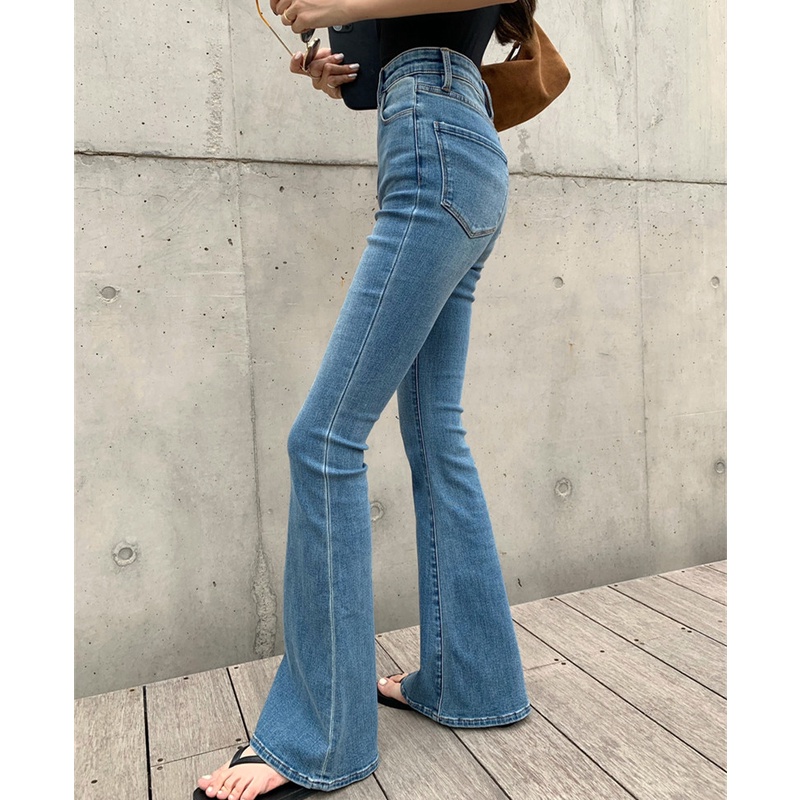 Quần Jeans Nữ Lưng Cao Ống Loe Thời Trang