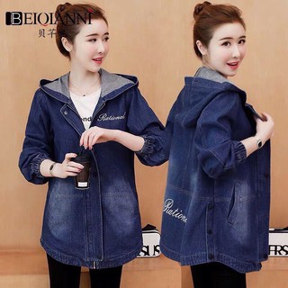 Áo Khoác Jean Form Dài Có Nón Tay Bo GIÁ RẺ NHẤT, Áo Khoác Jean