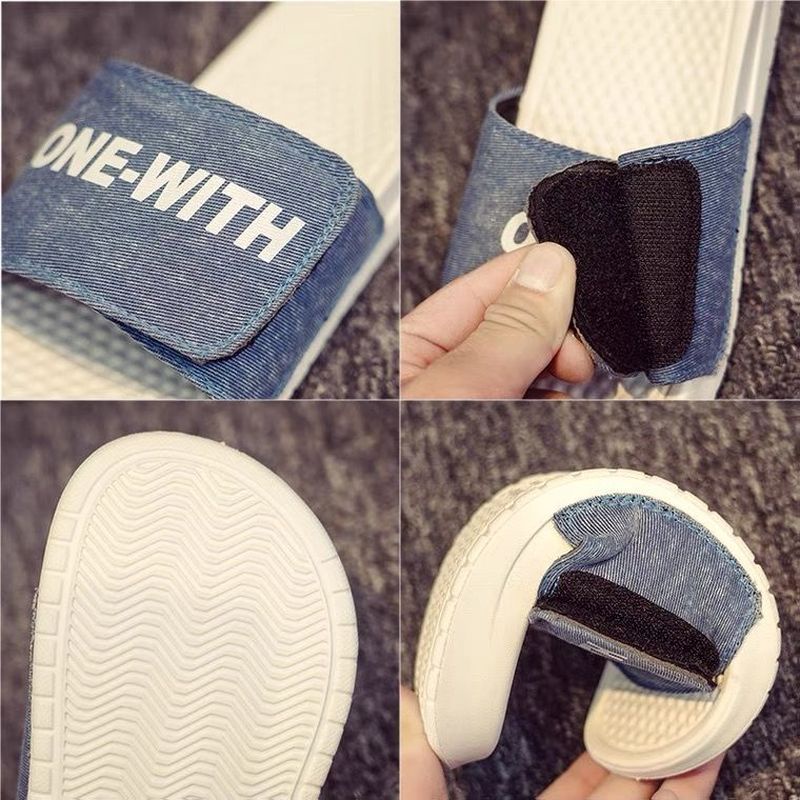Oeggeo shop Denim men slippers boys shoe waterproof non-slip