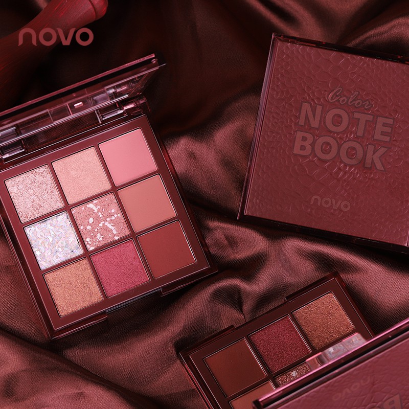 ♕Bảng Phấn Mắt NOVO 9 Màu Lì Và Ánh Nhũ Kết Hợp Trang Điểm Mắt Kháng Nước NO.5324
