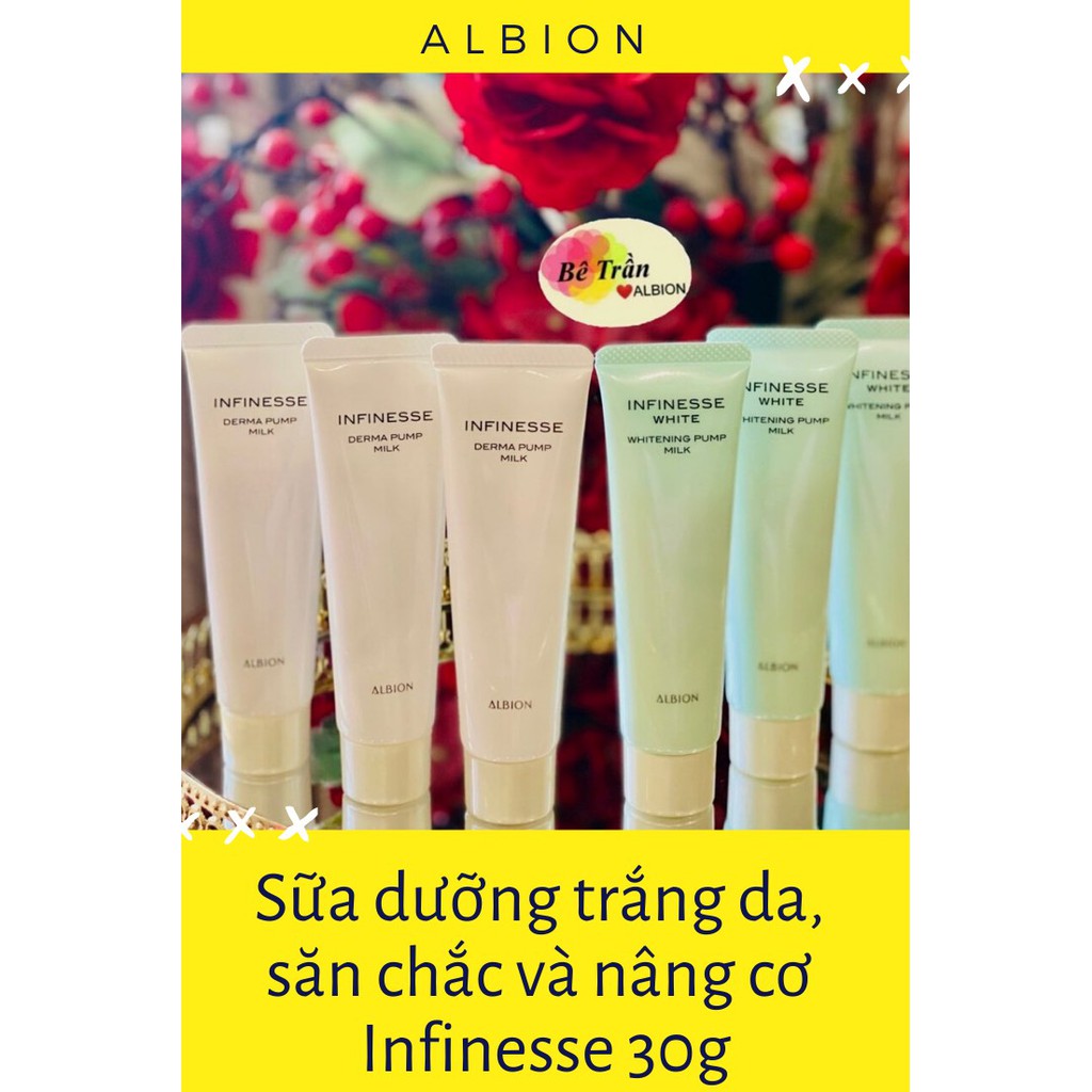 Mẫu mới 2022 Sữa xoay sáng da, nâng cơ Infinesse Whitening pump milk 30g (Auth 100%, Hàng chính hãng Store Albi