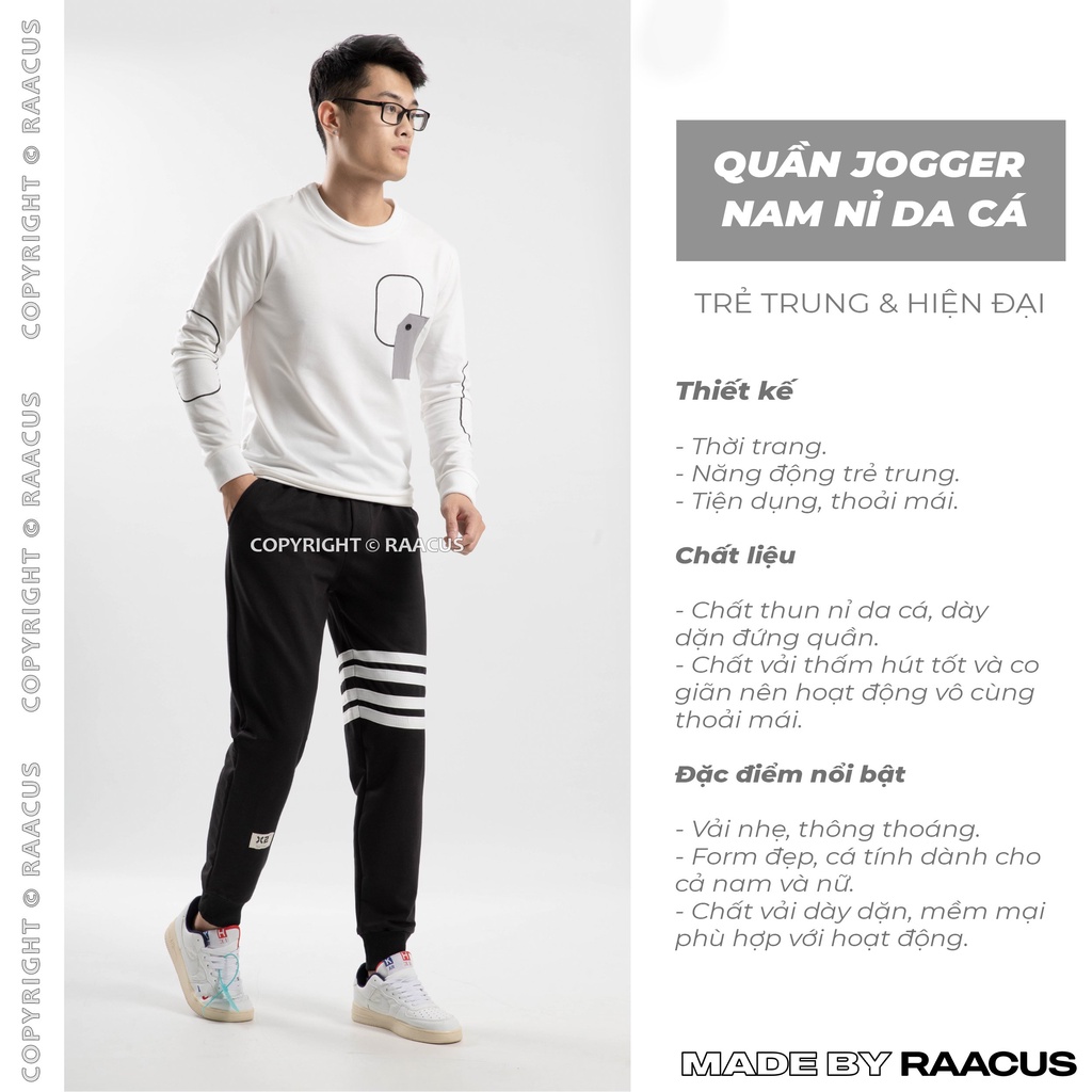 Quần jogger nam Raacusstore chất nỉ da cá ống rộng, quần nỉ jogger nam bo gấu big size phong cách ulzzang  - D1QD217