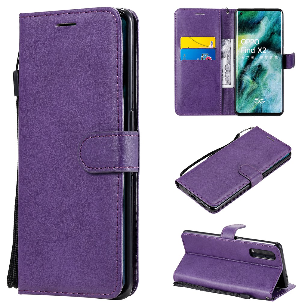 Bao da điện thoại màu trơn cho OPPO Find X2 / X2 Pro