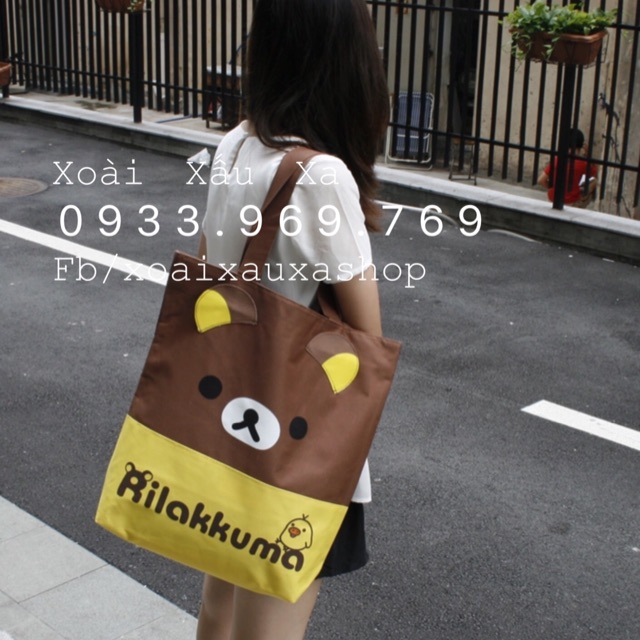 Túi vải đeo vai hoạt hình gấu rilakkuma hàng sưu tầm