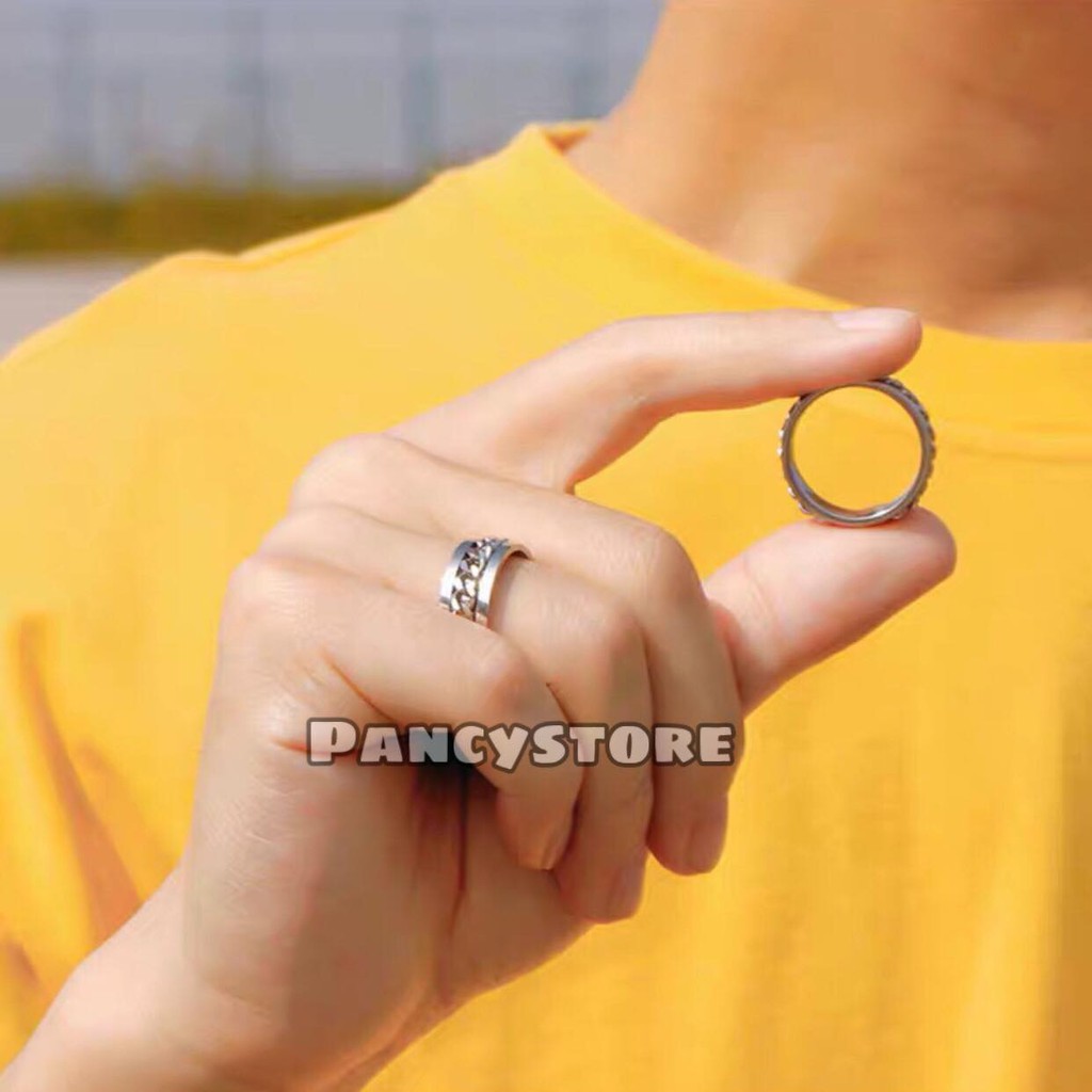dây chuyền vòng cổ kèm nhẫn xích titan không gỉ unisex