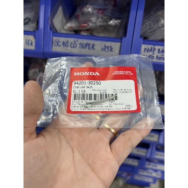 Chốt chẻ 3x25 gắn cốt chống đứng wave dream chính hãng honda
