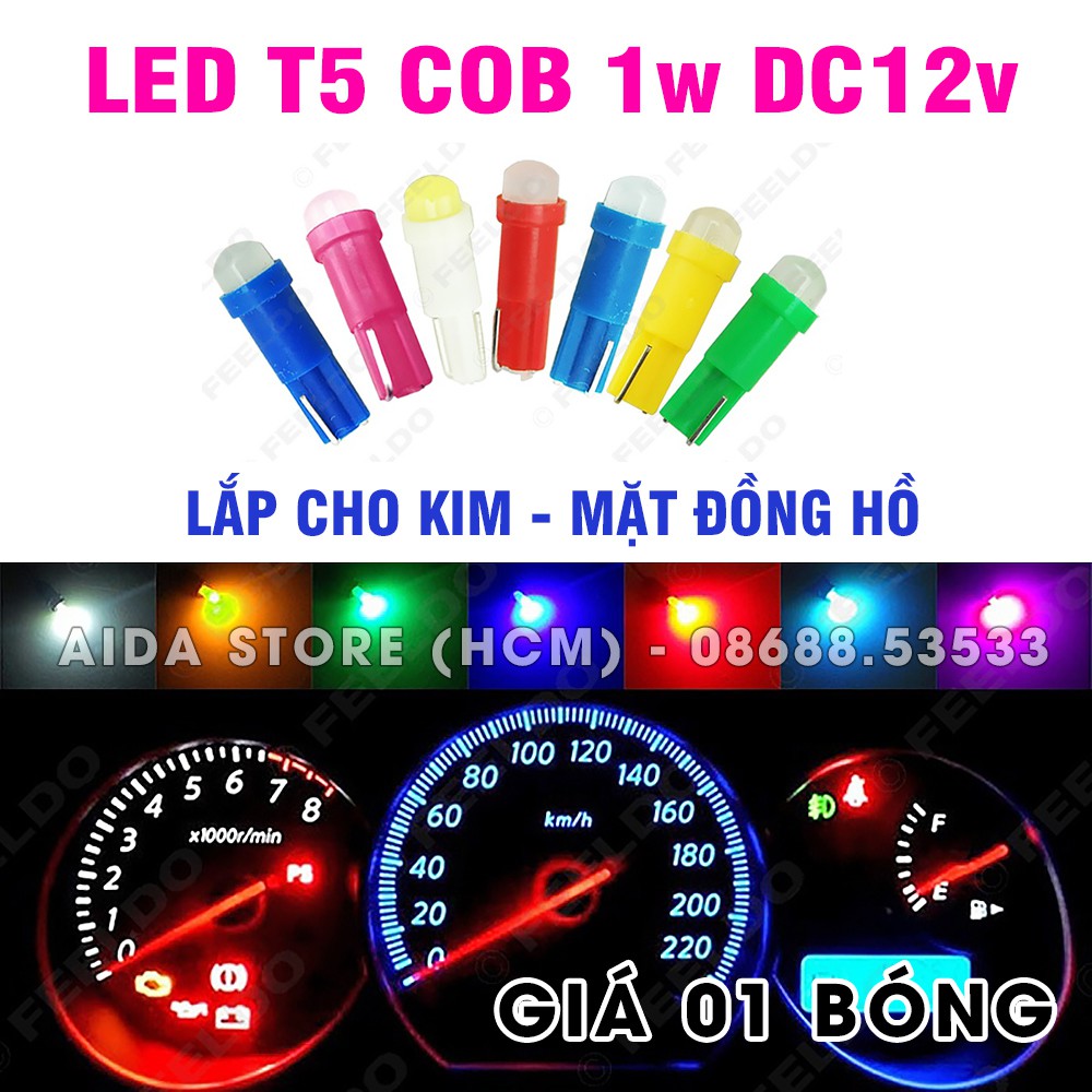 [Mã LIFEAUMAY giảm 10% tối đa 30k đơn 150k] Bóng đèn led T5 COB gắn kim, mặt đồng hồ, xe máy ô tô DC12v