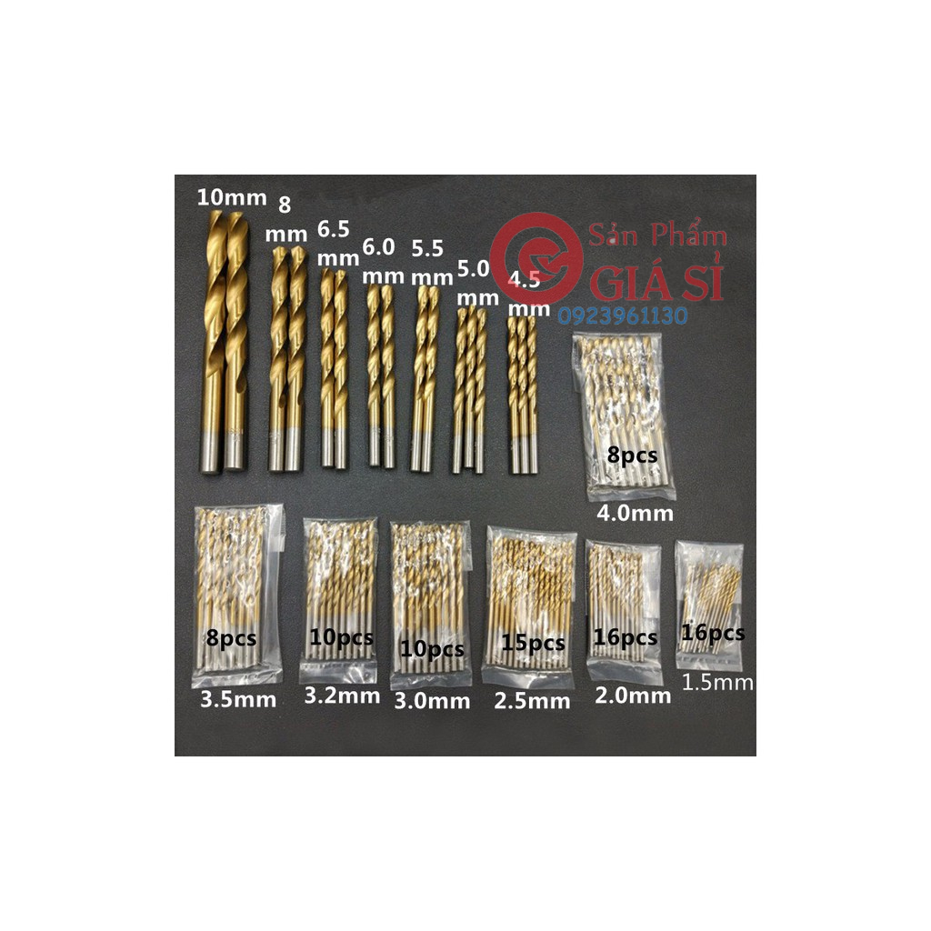 Bộ 99 mũi khoan thép phủ Titanium 1.5-10mm HSS4241 ❤️freeship❤️