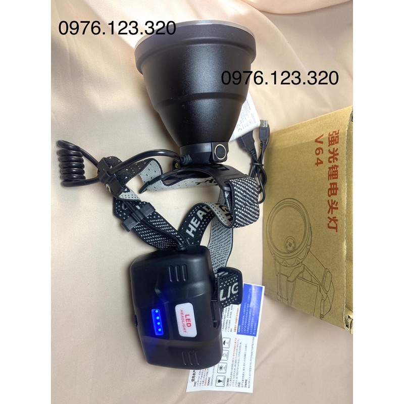 Đèn Pin Đội Đầu Siêu Sáng V64 800W Chip P90 Pin rời