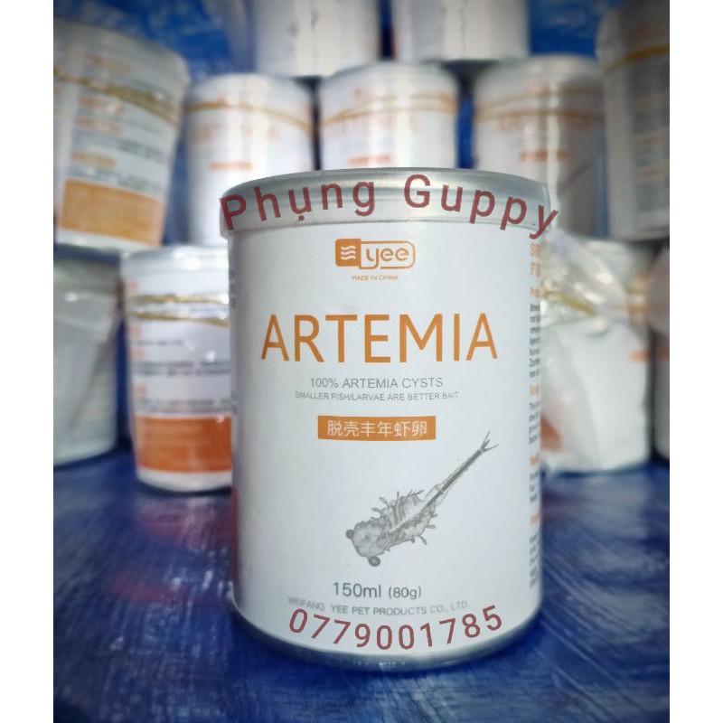 Artemia Tách Vỏ Sấy Khô lon 150ml 80g, Tặng Kèm Ống Artrmia Nhỏ Giọt