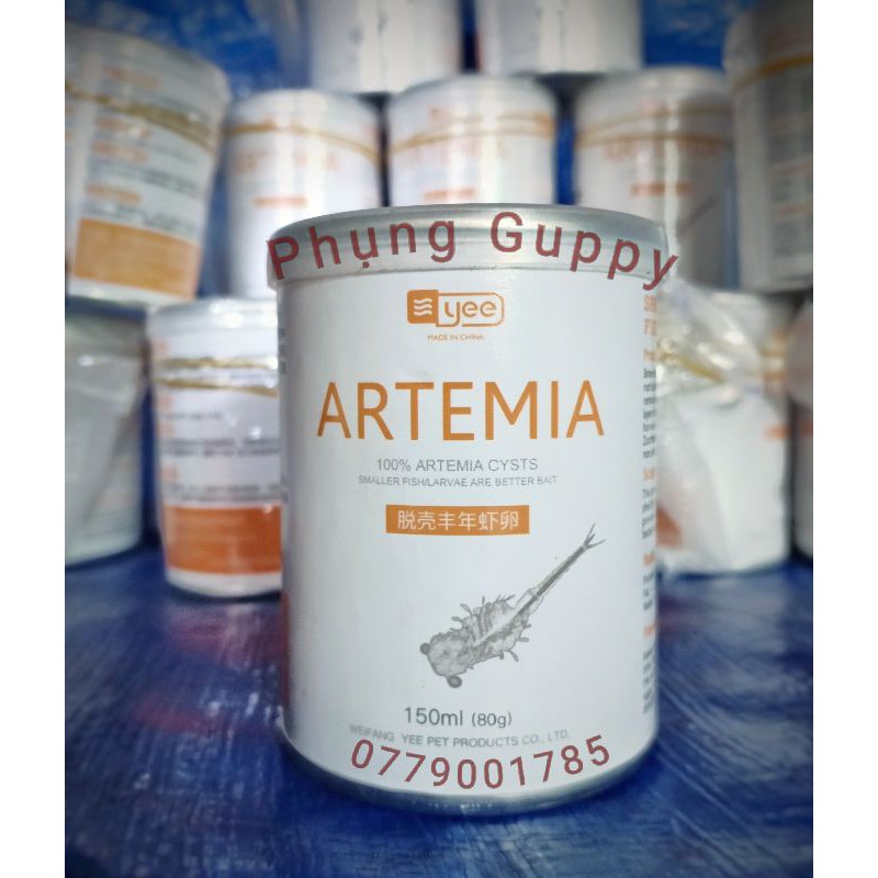 Artemia Tách Vỏ Sấy Khô lon 150ml (80g), Tặng Kèm Ống Artrmia Nhỏ Giọt