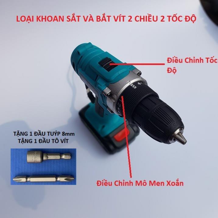 Máy Khoan Pin 21v, Kiêm Bắt Vít - Khoan Tường, Sắt, Gỗ Tặng Kèm Phụ Kiện Chính hãng VTN bảo Hành 6 Tháng