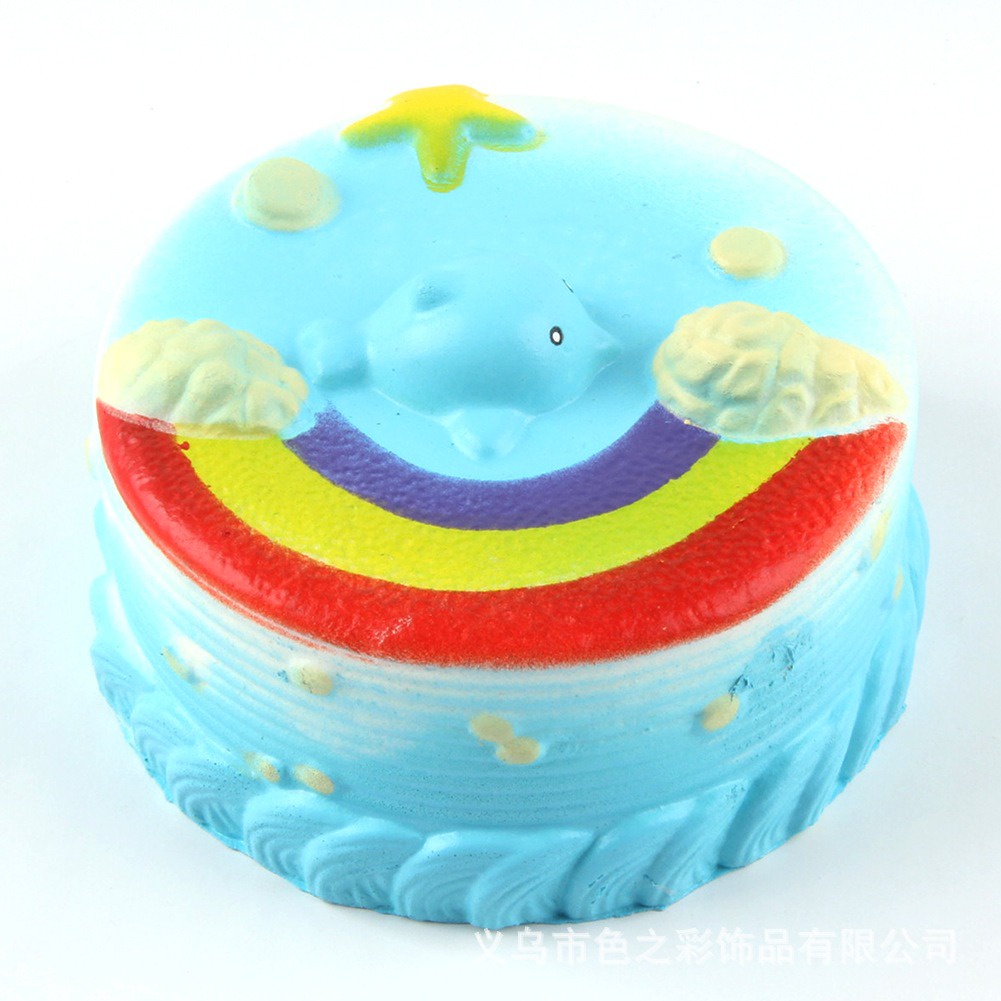 Squishy Lớn JUMBO Hình bánh cá heo cầu vồng Đồ Chơi Xốp Giảm Stress Hình mềm mịn dễ Thương đàn hồi Cho Bé
