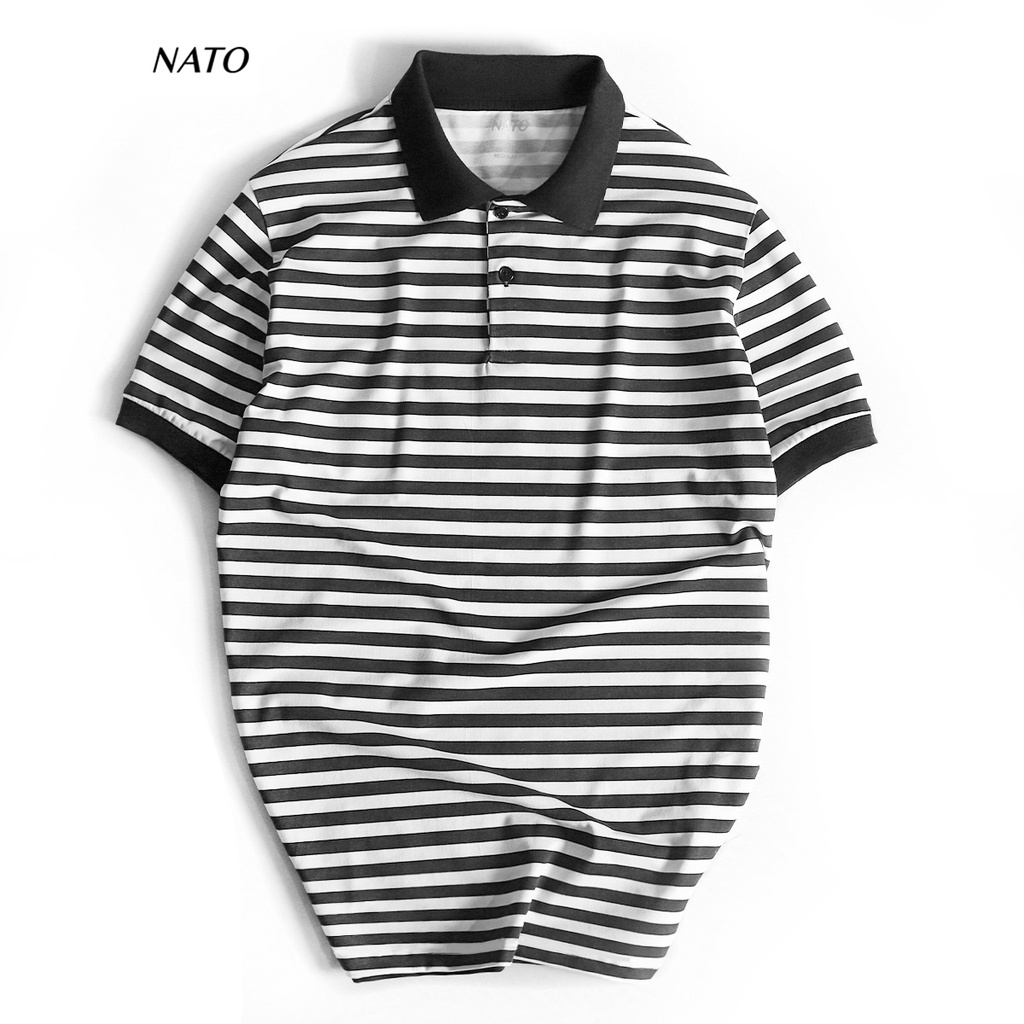 Áo Thun Polo Nam SỌC Vải Cotton Cá Sấu Cao Cấp Basic Đẹp Tay Ngắn Có Cổ Màu Trắng Đen Đỏ Xanh Navy Trơn Họa Tiết NATO