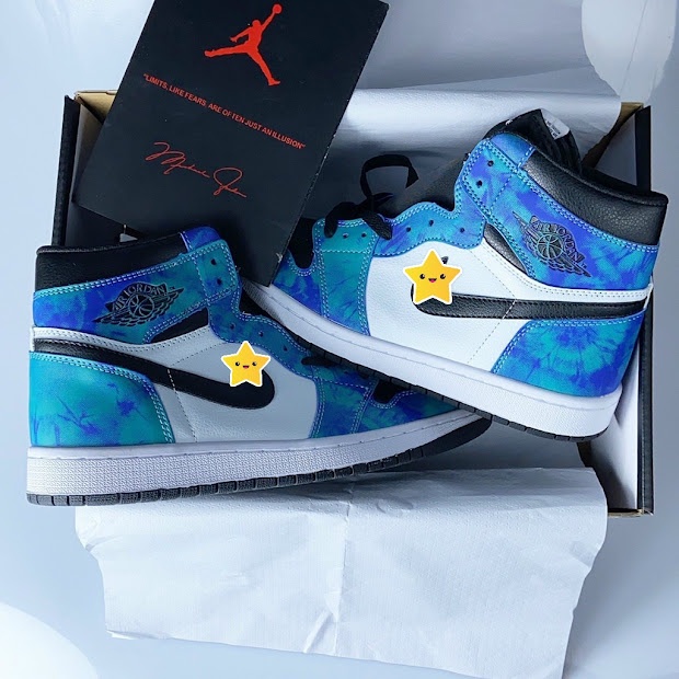 Giày thể thao jordan xanh loang tím, Giày sneaker JD1 màu xanh các mẫu cực đẹp đủ size nam nữ dễ phối đồ