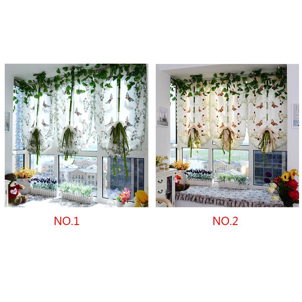 Rèm cửa trang trí thêu họa tiết bướm