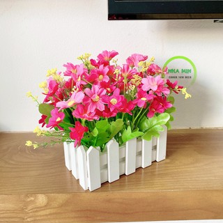 (Cắm sẵn) Hàng Rào Gỗ Trắng Tinh Trang Trí decor rất đẹp, đã được lót xốp - Hoa giả