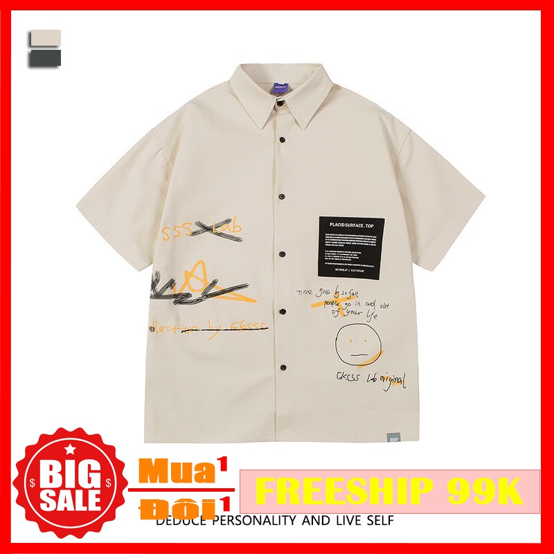 Áo khoác sơ mi ngắn tay vãi nỉ kaki - AT0073