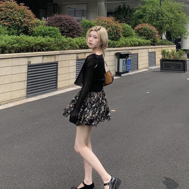 Đầm Voan Hoa Hai Dây Xinh Xắn Theo Phong Cách Hàn Quốc Dành Cho Nữ đầm bầu váy nữ váy bé gái váy dài chân váy dài váy nữ chân váy dài