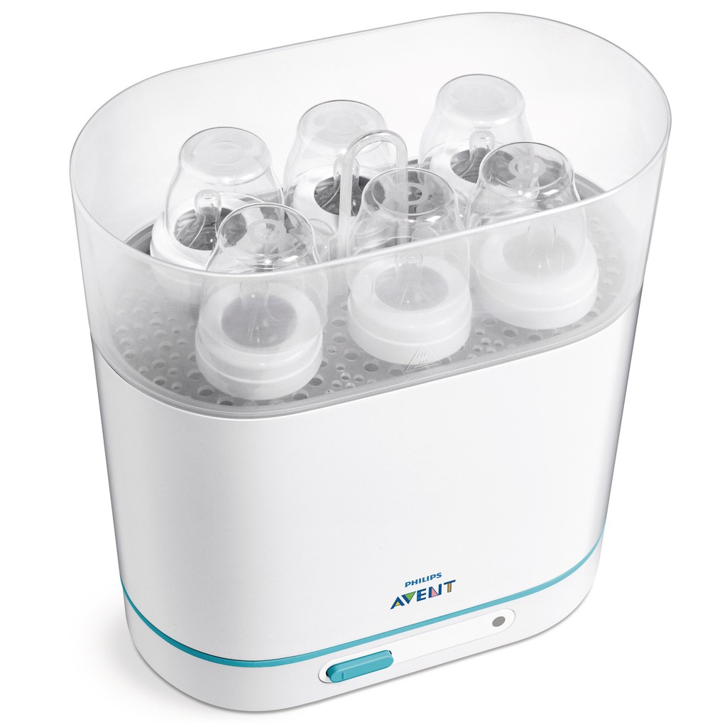 Máy tiệt trùng hơi nước 3 trong 1 Philips Avent SCF284/02, chứa được đến 6 bình sữa Philips Avent