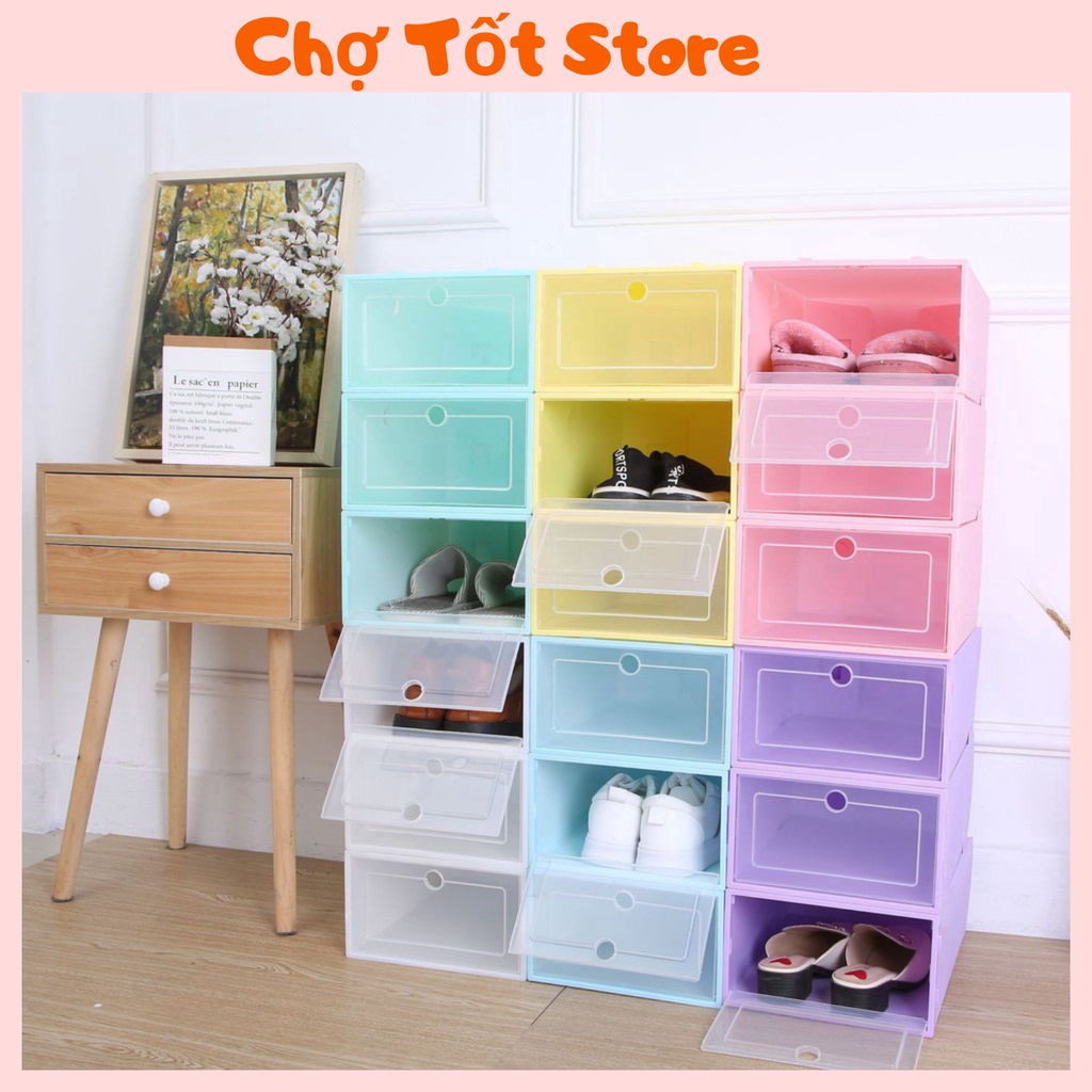 [Freeship 50K]Hộp Đựng Giày Dép Nắp Nhựa Cứng Mica Trong Suốt, Size Lớn Chịu Lực 4Kg 88190 Chợ Tốt Store