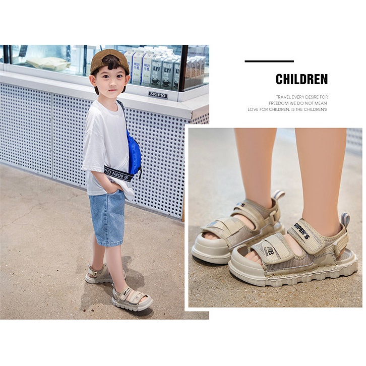 Dép sandal mũi cao chống vấp, đế khâu, siêu nhẹ, quai trước chỉnh rộng hẹp được cho bé từ 1 đến 12 tuổi