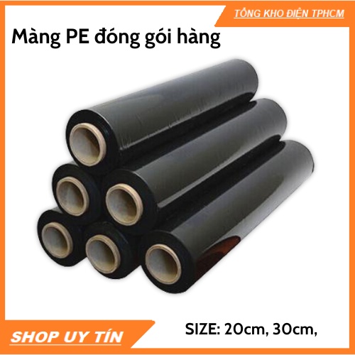 Màng quấn màng pe màng co màu đen  màu đen, khổ 20cm,30cm quấn bảo vệ khỏi bụi nước.