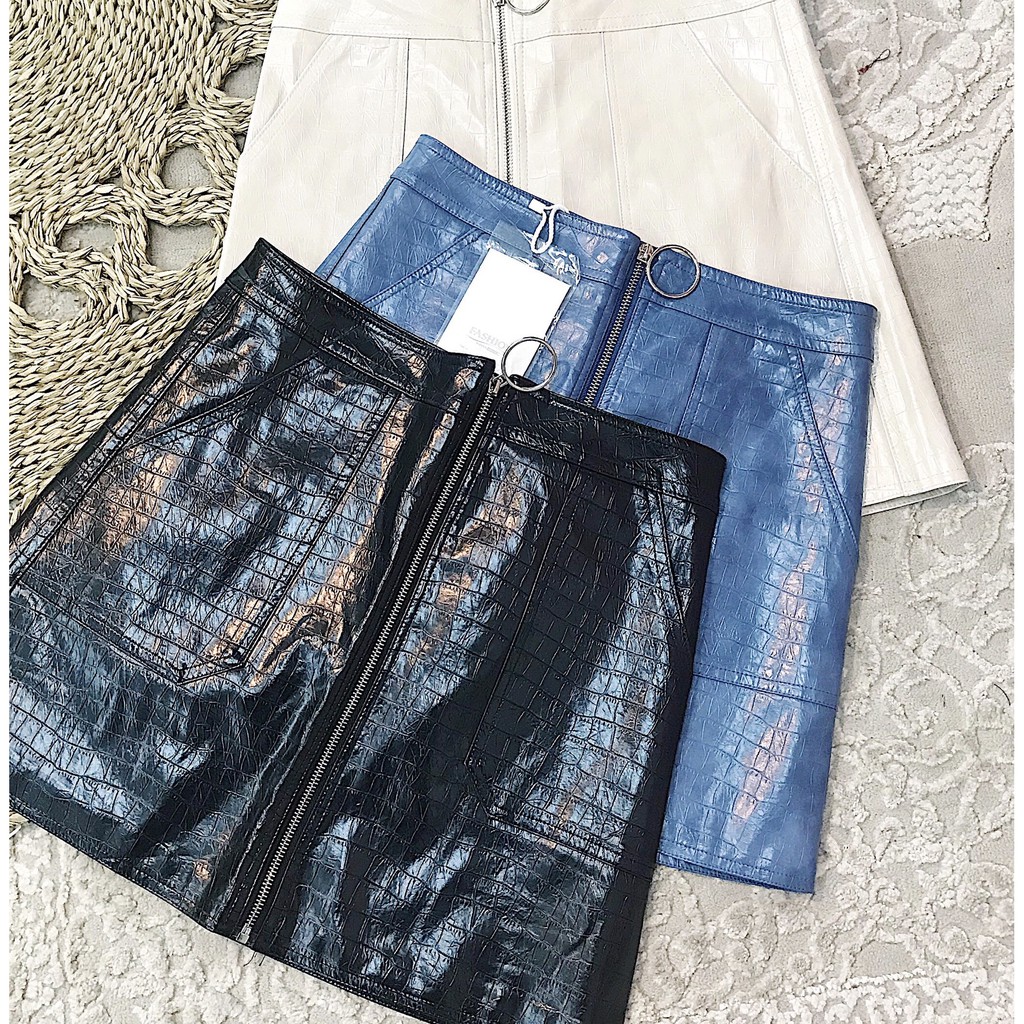 Chân váy da da nhăn - #2085