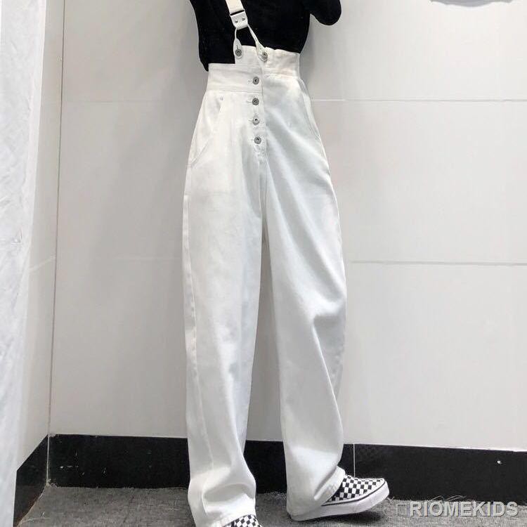 Quần Yếm Dây Denim Ống Rộng Hai Màu Đen Trắng Phong Cách Thời Trang Dành Cho Nữ Hàng Loại 1 Chất Đẹp
