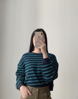 { Ảnh thật } Áo nỉ kẻ ngang