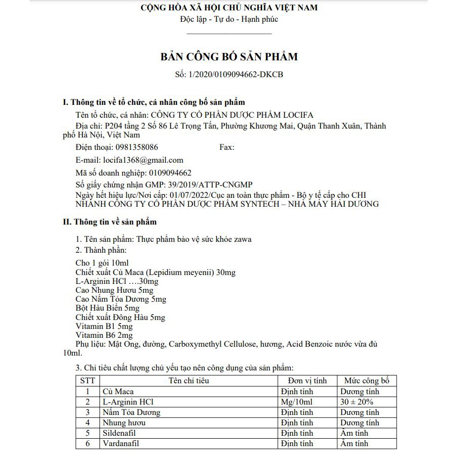 Nước Uống Tăng Cường Sinh Lí Nam Zawa Chính Hãng - Hộp 7 Gói | BigBuy360 - bigbuy360.vn