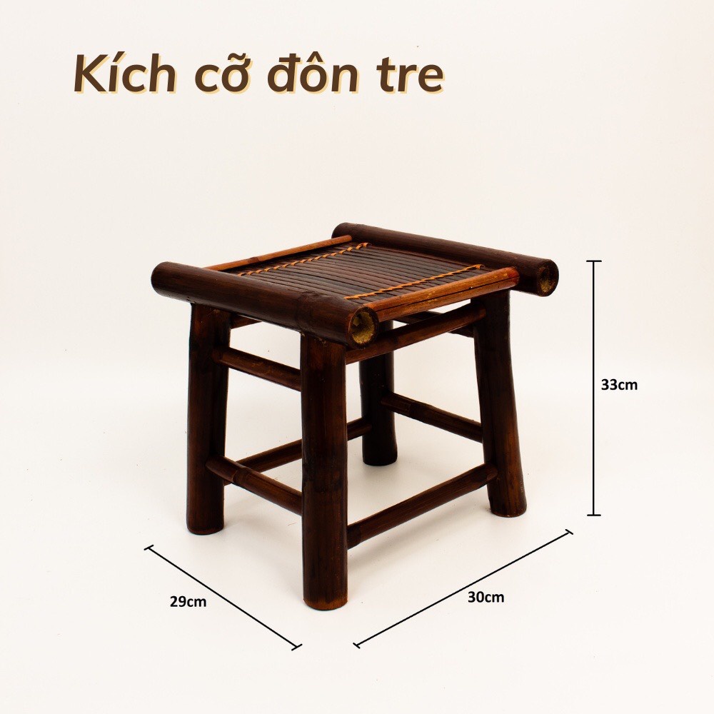 (Hàng xuất khẩu) Đôn tre tự nhiên phủ PU chống ẩm mốc, phù hợp làm quán Cafe, ban công gia đình/ homestay / Khách sạn