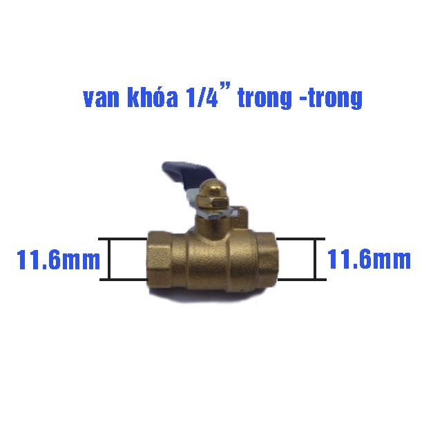 Van đồng khóa nước 1/4  - loại dày - đồng thau 100% - van gạt khóa cao cấp
