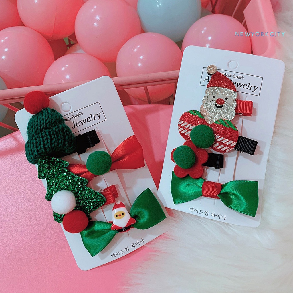 Bộ Kẹp Tóc Mỏ Vịt Hình Cây Thông / Tuần Lộc / Hoa Tuyết Giáng Sinh Cho Bé Gái