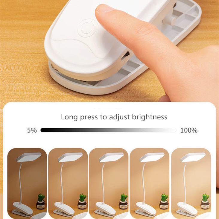 Đèn bàn đọc sách LED có thể được kẹp lại và có thể sạc lại, thích hợp làm đèn ngủ phòng ngủ văn phòng sinh viên