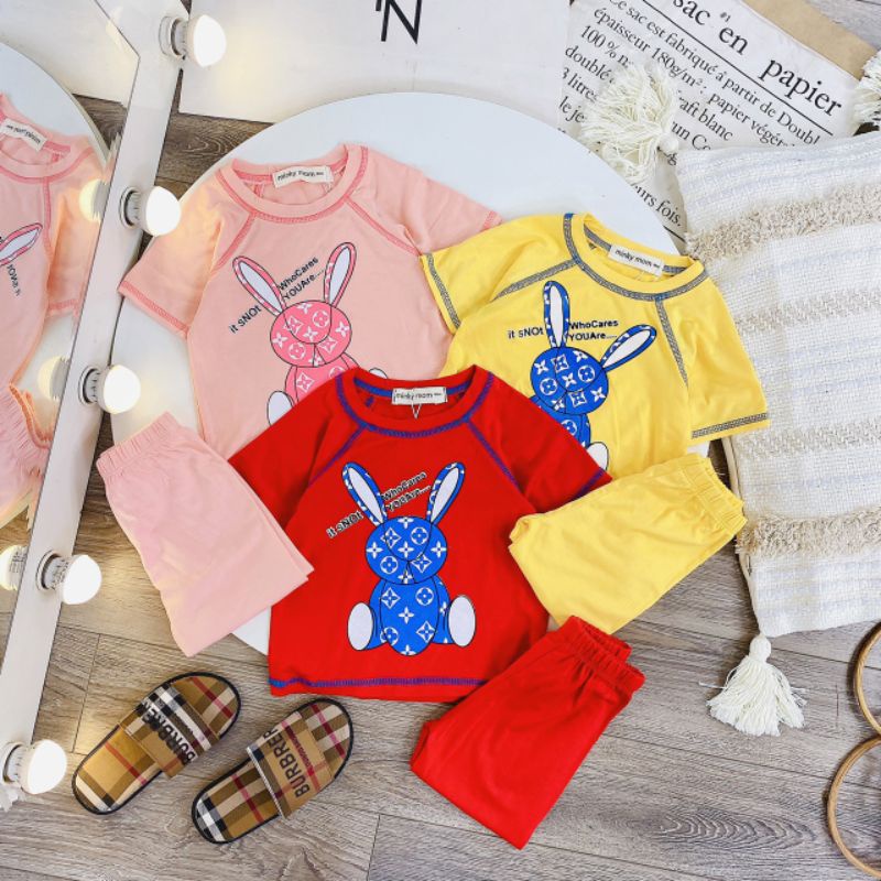 Bộ ngắn tay thun lạnh quần Alibaba Minky Mom thun lạnh cho bé trai bé gái từ 5-19kg