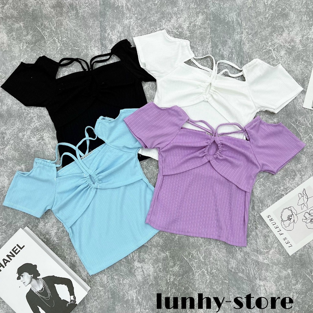 Áo Croptop Nữ Kiểu Ôm Dây Chéo Vai Độc Đáo
