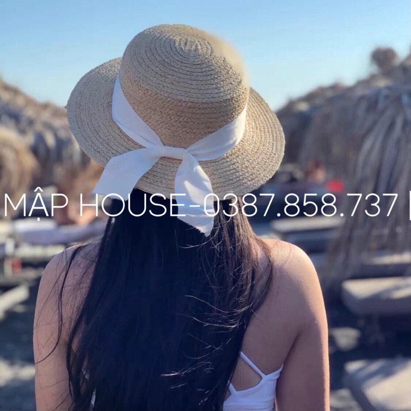 Mũ cói nơ tiểu thư phong cách Vintage