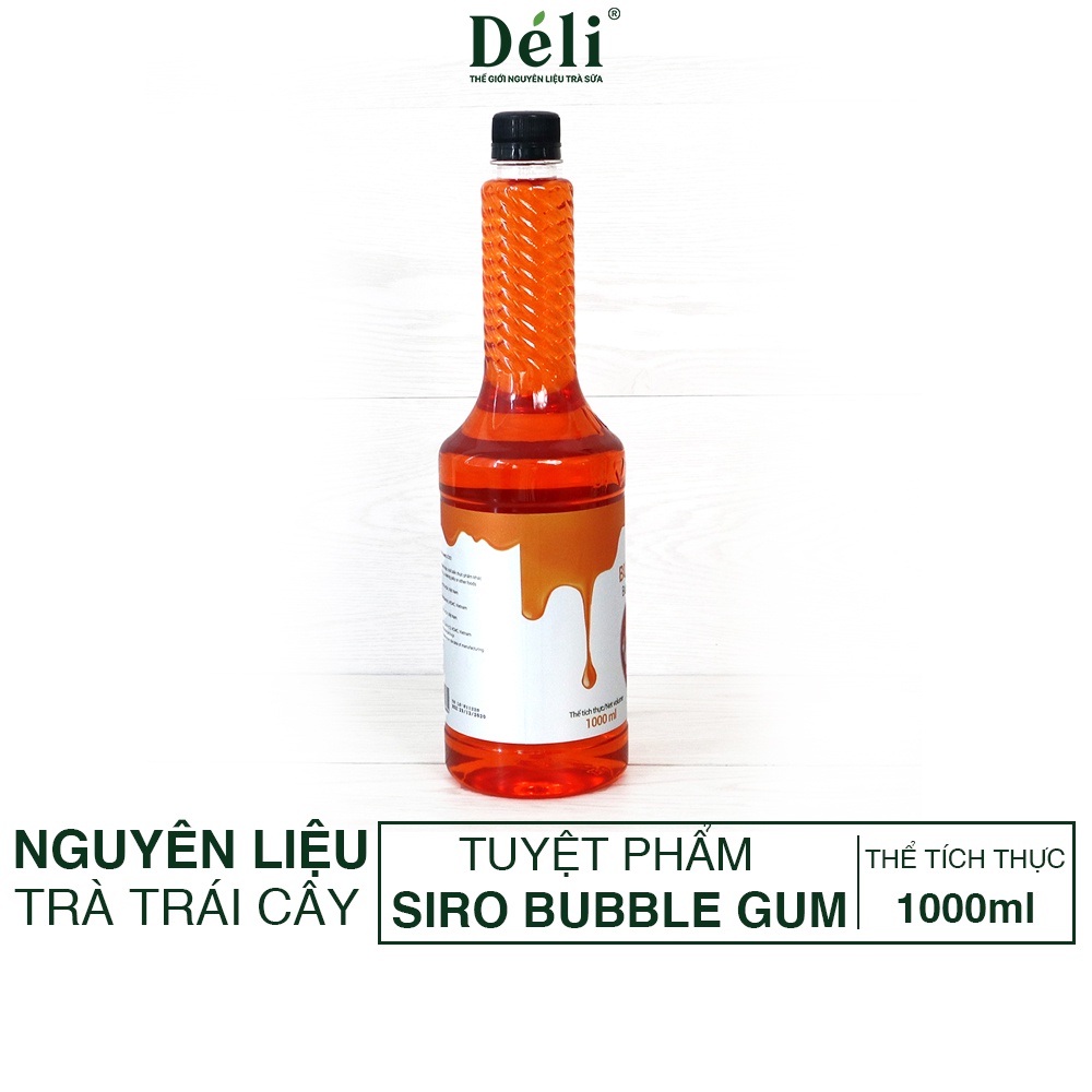 Siro Bubble Gum cao cấp Deli [VỊ NGON MÊ LY] Chai nhựa 1LÍT, Hsd: 12th, Nguyên liệu pha chế trà sữa, soda, cotail