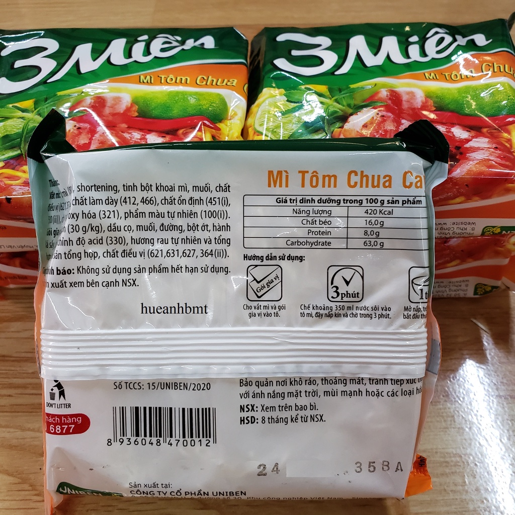 Mì 3 Miền Tôm Chua Cay gói 65g