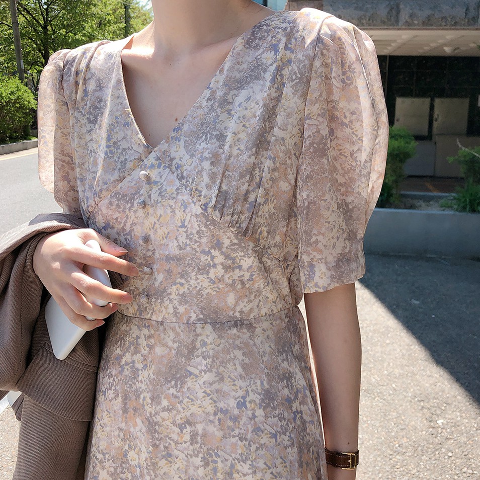 Đầm Voan Hoa Phong Cách Retro Thanh Lịch Cho Nữ 42883