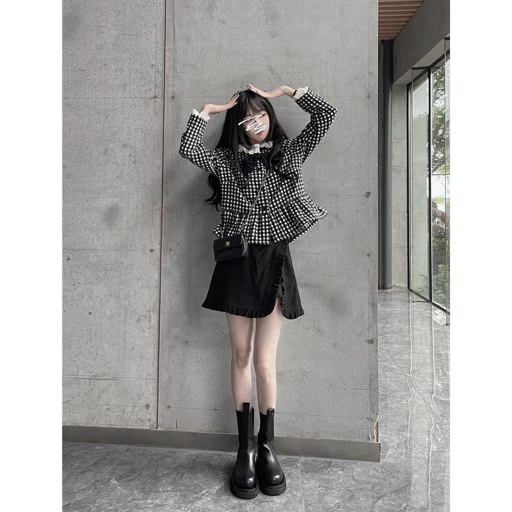 Chân Váy Chữ A Lưng Cao Phối Bèo Thời Trang Mùa Xuân 2022 Mới Cho Nữ