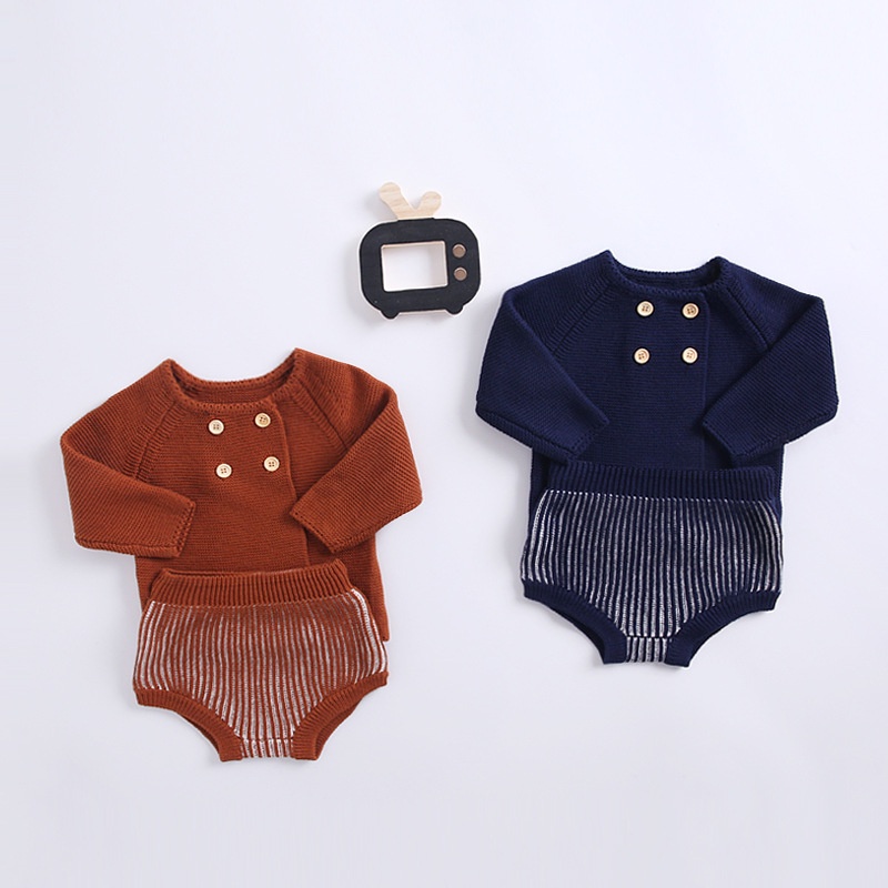 Bộ Áo Cardigan Cotton Dệt Kim Tay Dài Phối Quần Short Thời Trang Mùa Thu 2023 Cho Bé