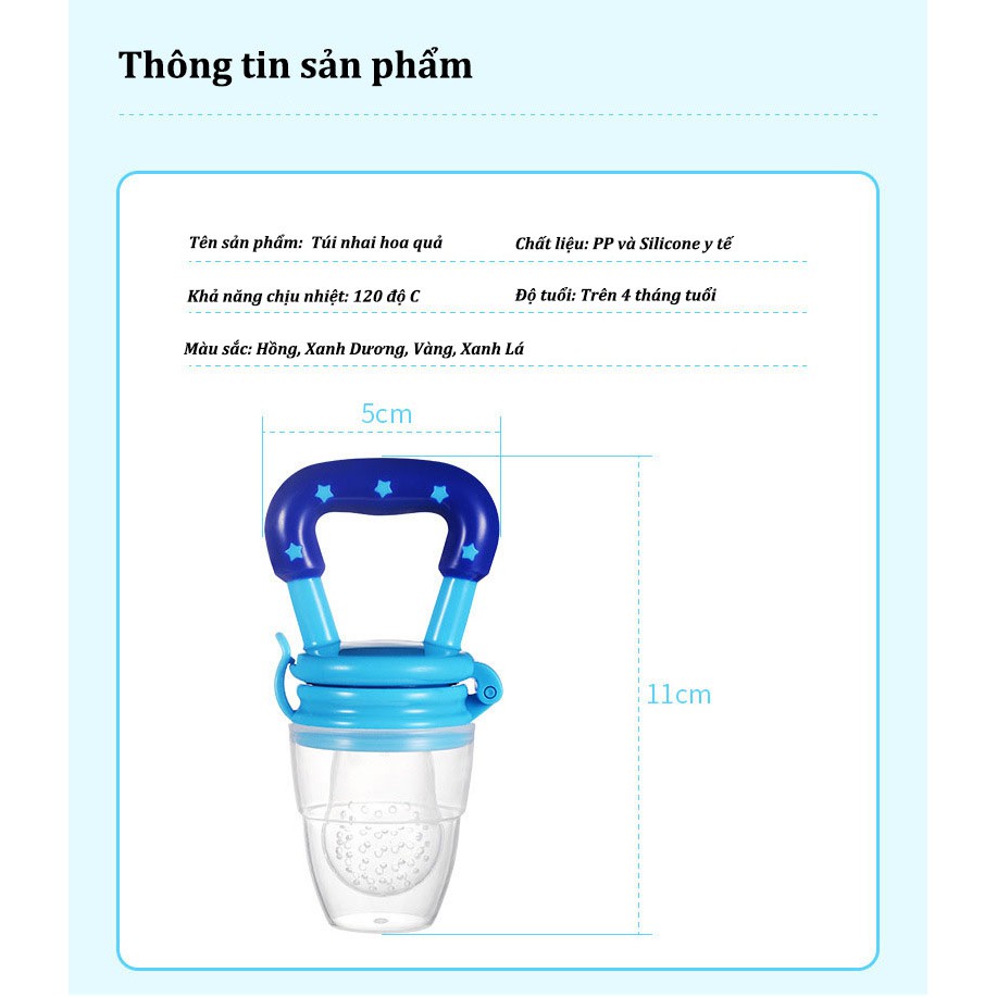 Túi nhai ăn dặm cho bé, chất liệu silicon cao cấp an toàn, vệ sinh - Dom Dom Kids