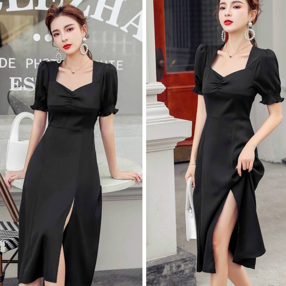 [Mã LINH25525 giảm 25K] Váy xòe, đầm xòe xẻ đùi hẹn hò dự tiệc (M10)